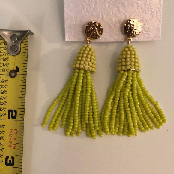 Beautiful summer lime 2” drop tassel earrings -NWT - Picture 5 of 8